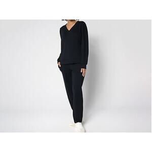 Anybody Size Petite XL Black Cozy Knit French Terry Top & Pants Set A702441 NWOT